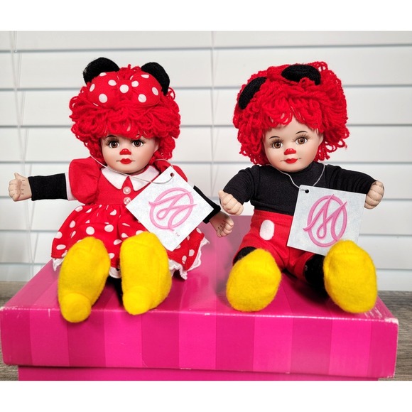 2001 Marie Osmond Disney Minnie & Mickey Mouse Tiny Tots Signed Dolls & Necklace - Picture 1 of 16